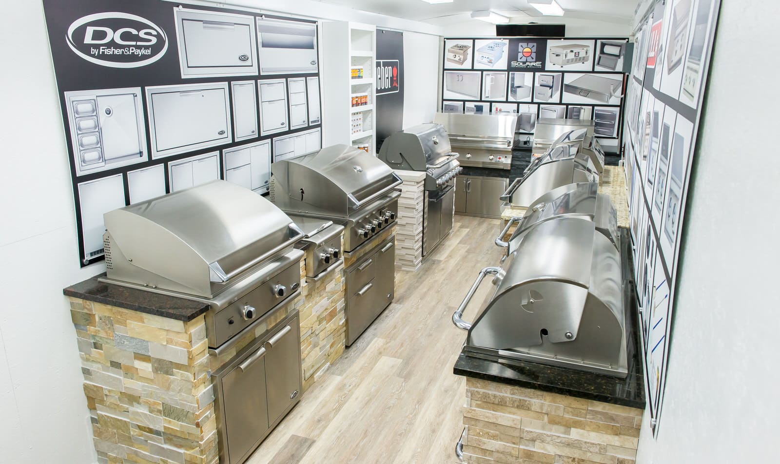 Inside the Chicago Grill Company 28-foot mobile showroom trailer