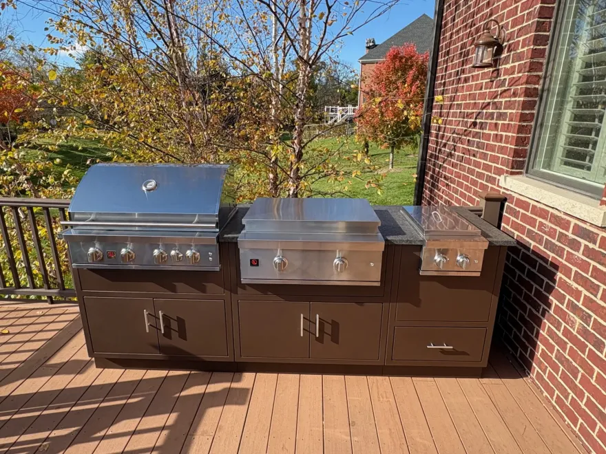 Rock Run aluminum outdoor kitchen island install, photo 1