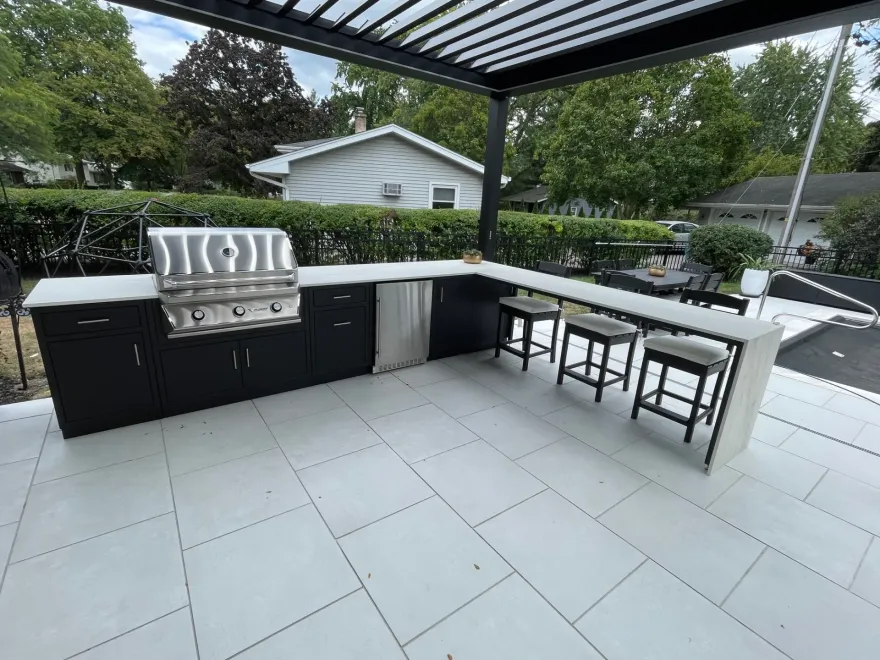 Rock Run aluminum outdoor kitchen island install, photo 2