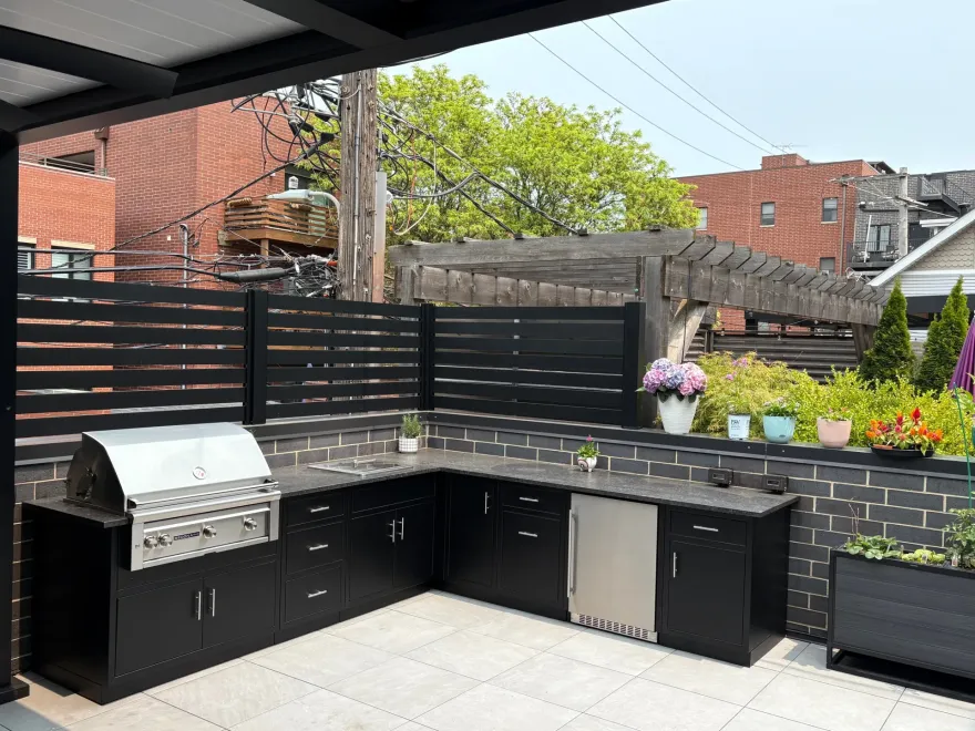 Rock Run aluminum outdoor kitchen island install, photo 3