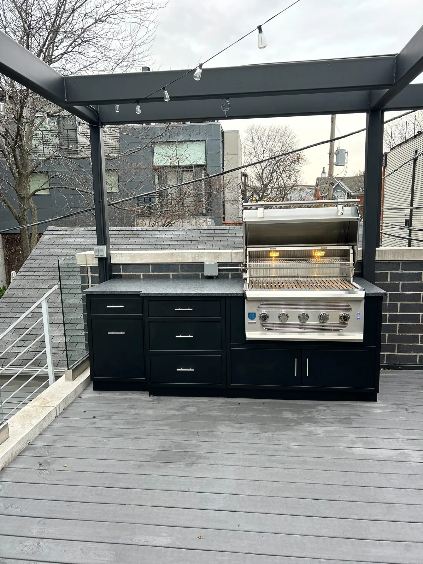 Completed aluminum outdoor kitchen project — total investment $18,600