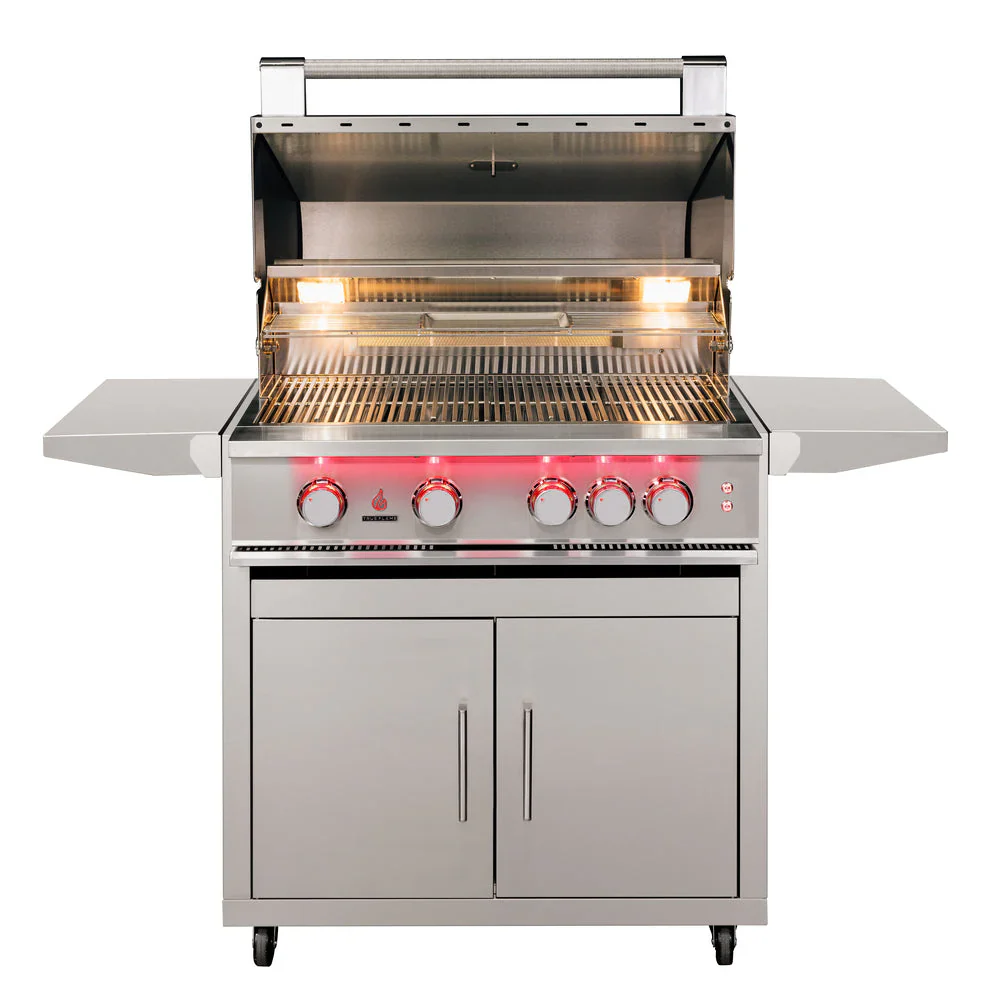 A TrueFlame built-in grill